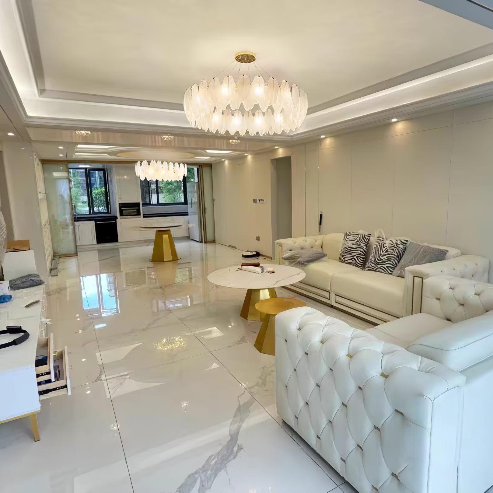 Glass Feather Style Chandelier-Sylvia Space