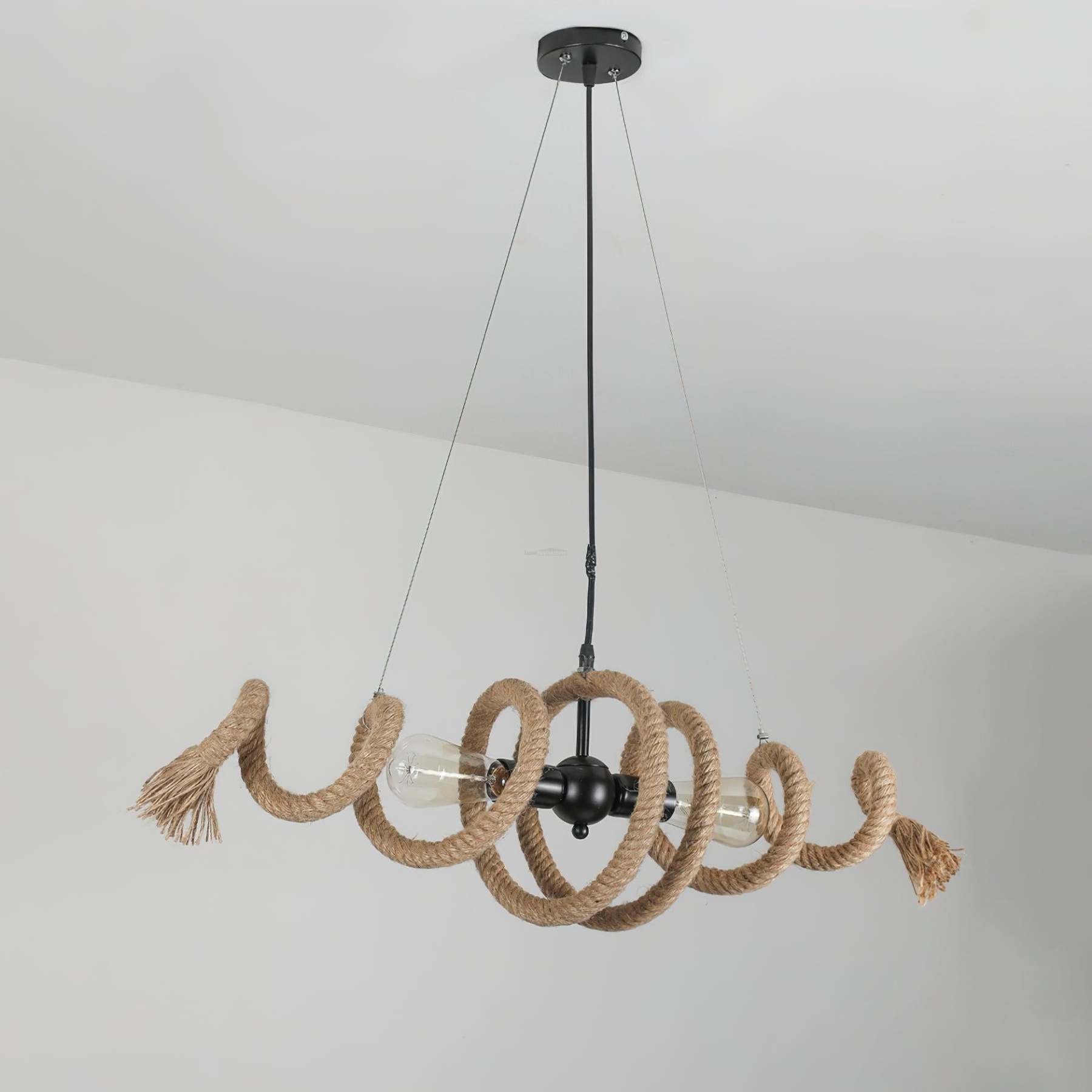Hemp Rope Industrial Spiral Chandelier ∅ 31.5″-Sylvia Space