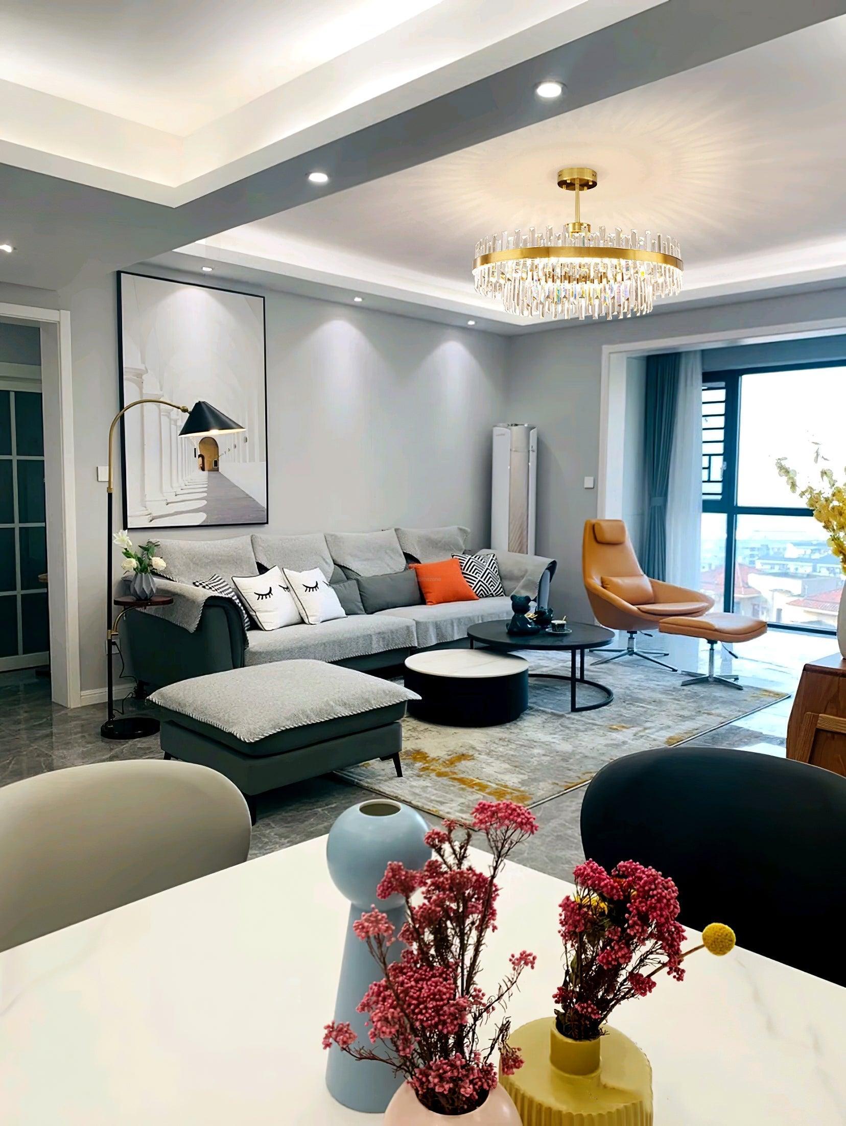 Drum Glass Chandelier  ∅ 23.6″~39.4''-Sylvia Space