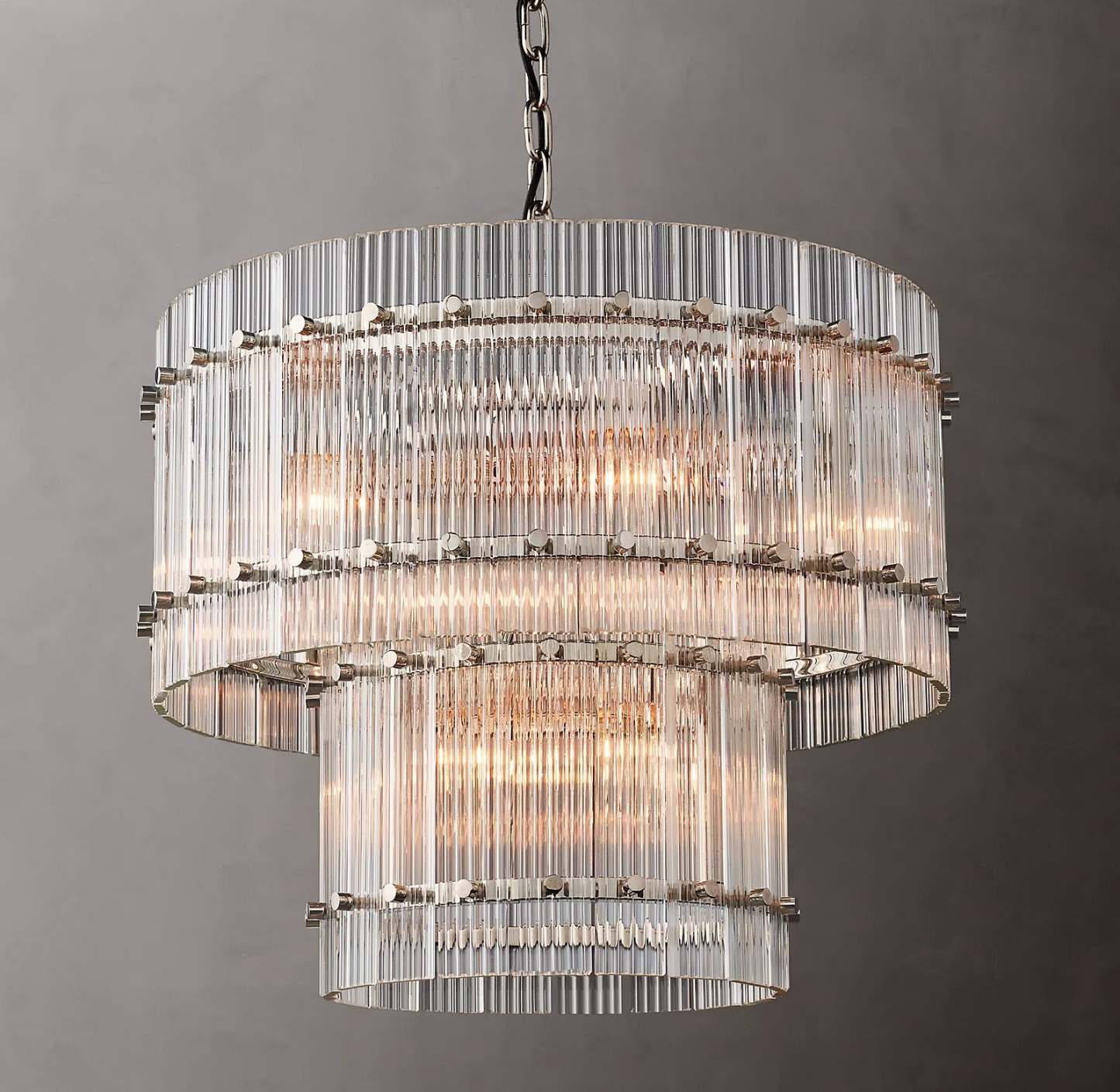 San Marc Handmade Glass 2-Tier Round Chandelier 22"-Sylvia Space