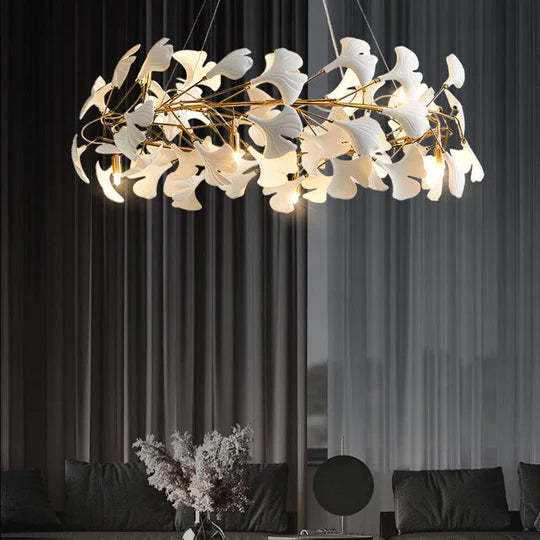Gingko Modern Round Branch Ceramic Chandelier for Kitchen Island-Sylvia Space