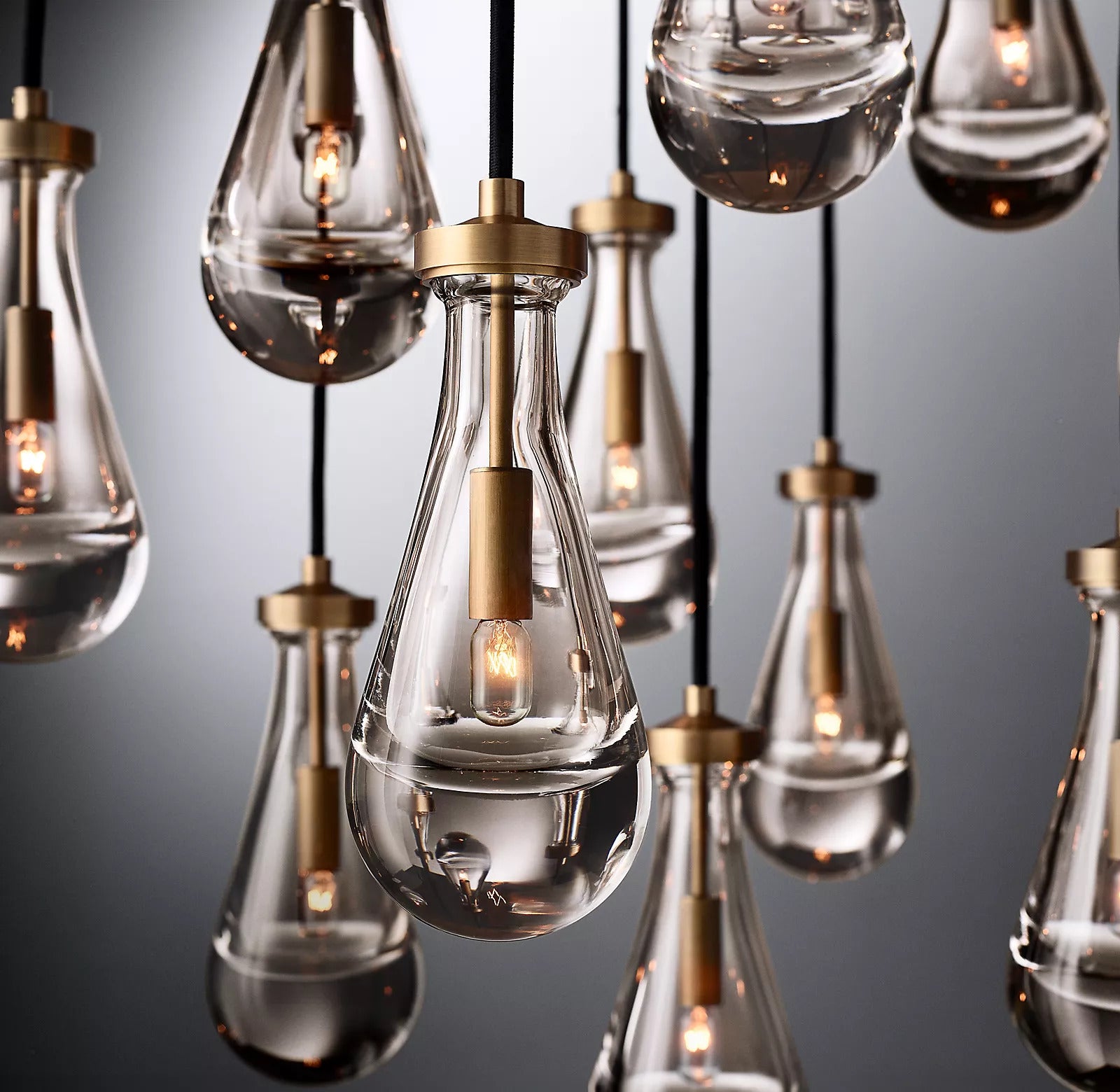 Raindrop Glass Round Chandelier 36"