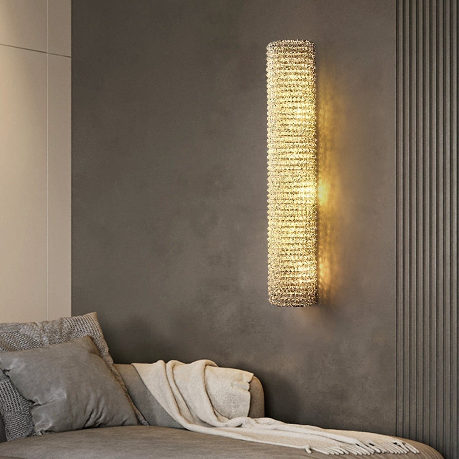 Halo Clear Crystal Beads Wall Sconce H 36"-Sylvia Space