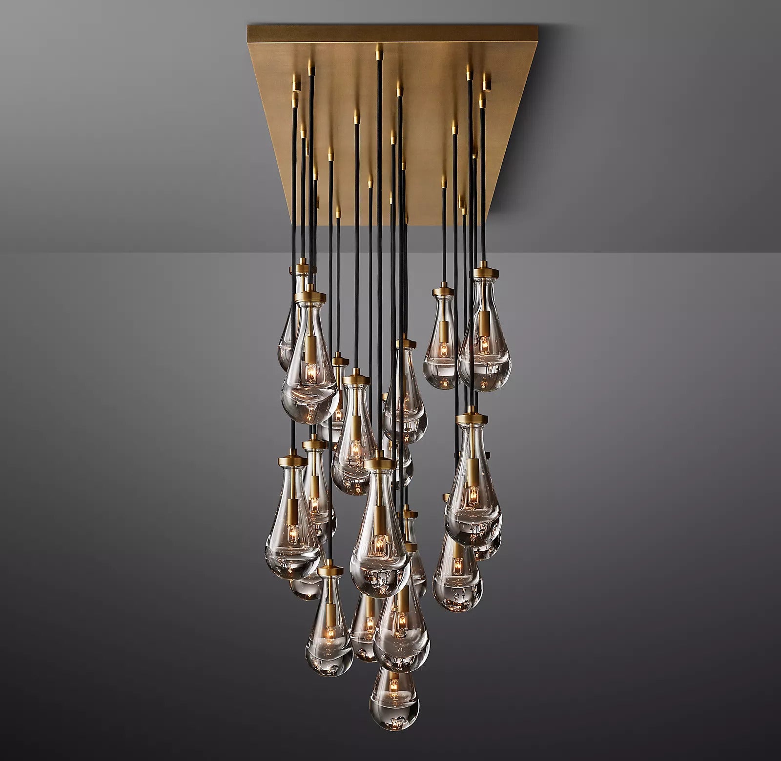 Raindrop Glass Linear Chandelier 72"