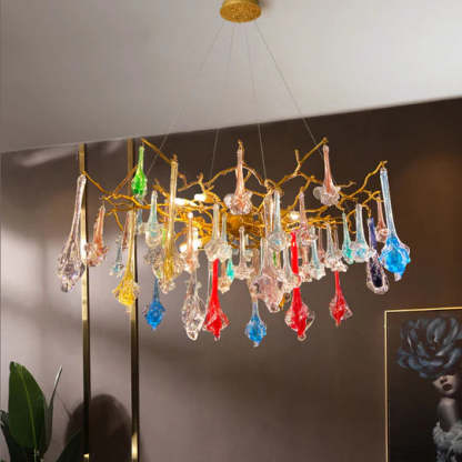 Scott Crystal Branch Colorful Chandelier, Upscale Chandelier Lighting-Sylvia Space