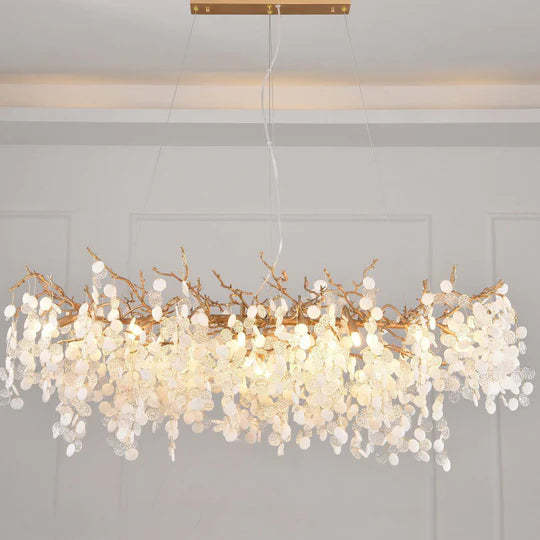 Hedda Linear Crystal Branch Chandelier For Kitchen Table-Sylvia Space
