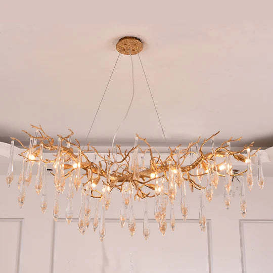 Jamie Brass Branch Crystal Chandelier, Dining Room Chandelier-Sylvia Space