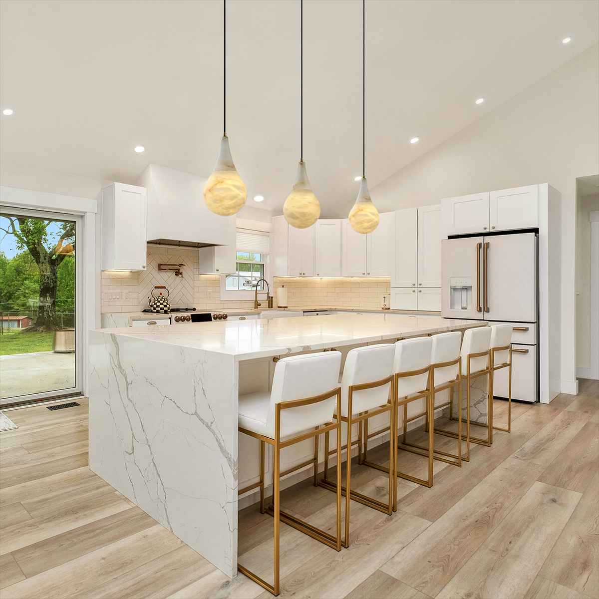 Loreley Teardrop Alabaster Pendant, Kitchen Island Pendant Lighting