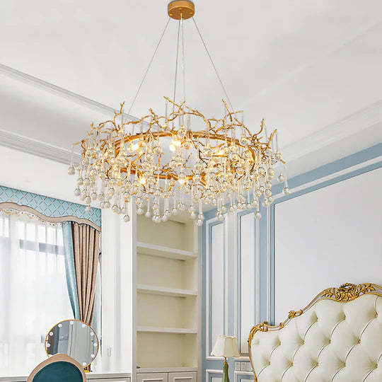 Lydia Clear Crystal Raindrop Branch Chandelier, Upscale Lighting Fixtures-Sylvia Space