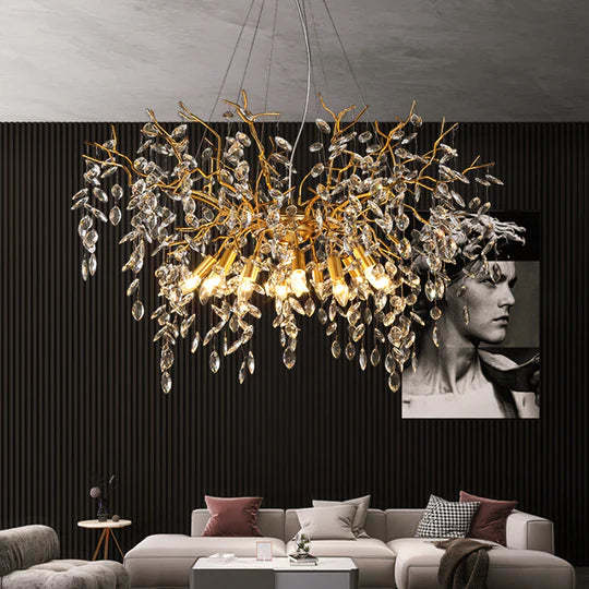Mamie Postmodern Creative Crystal Branch Chandelier for Living Room-Sylvia Space