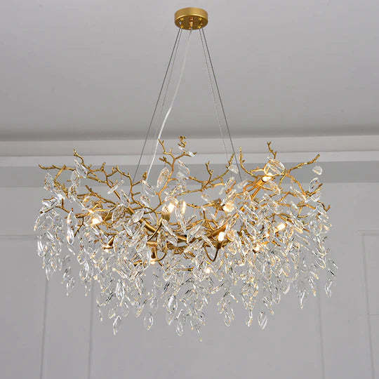 Mamie Brass Branch Crystal Chandelier Light for Living Room-Sylvia Space