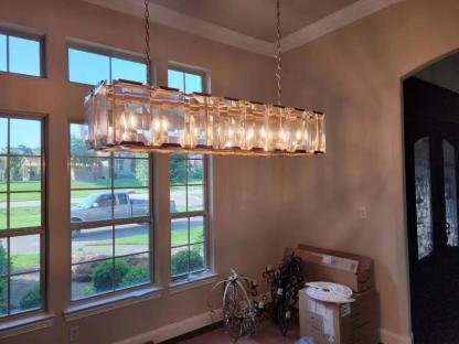 Harlow Faceted Crystal Rectangular Chandelier 55"