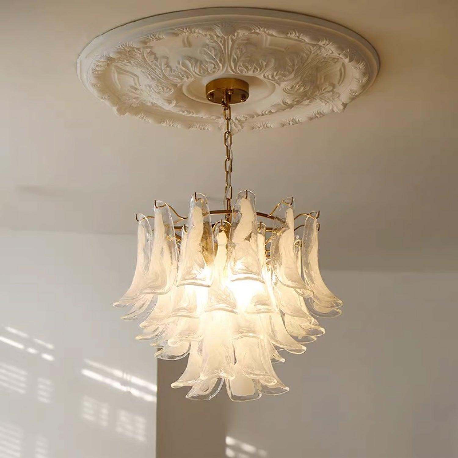 Glass Leaf Cascade Chandelier with 3/4 layer-Sylvia Space