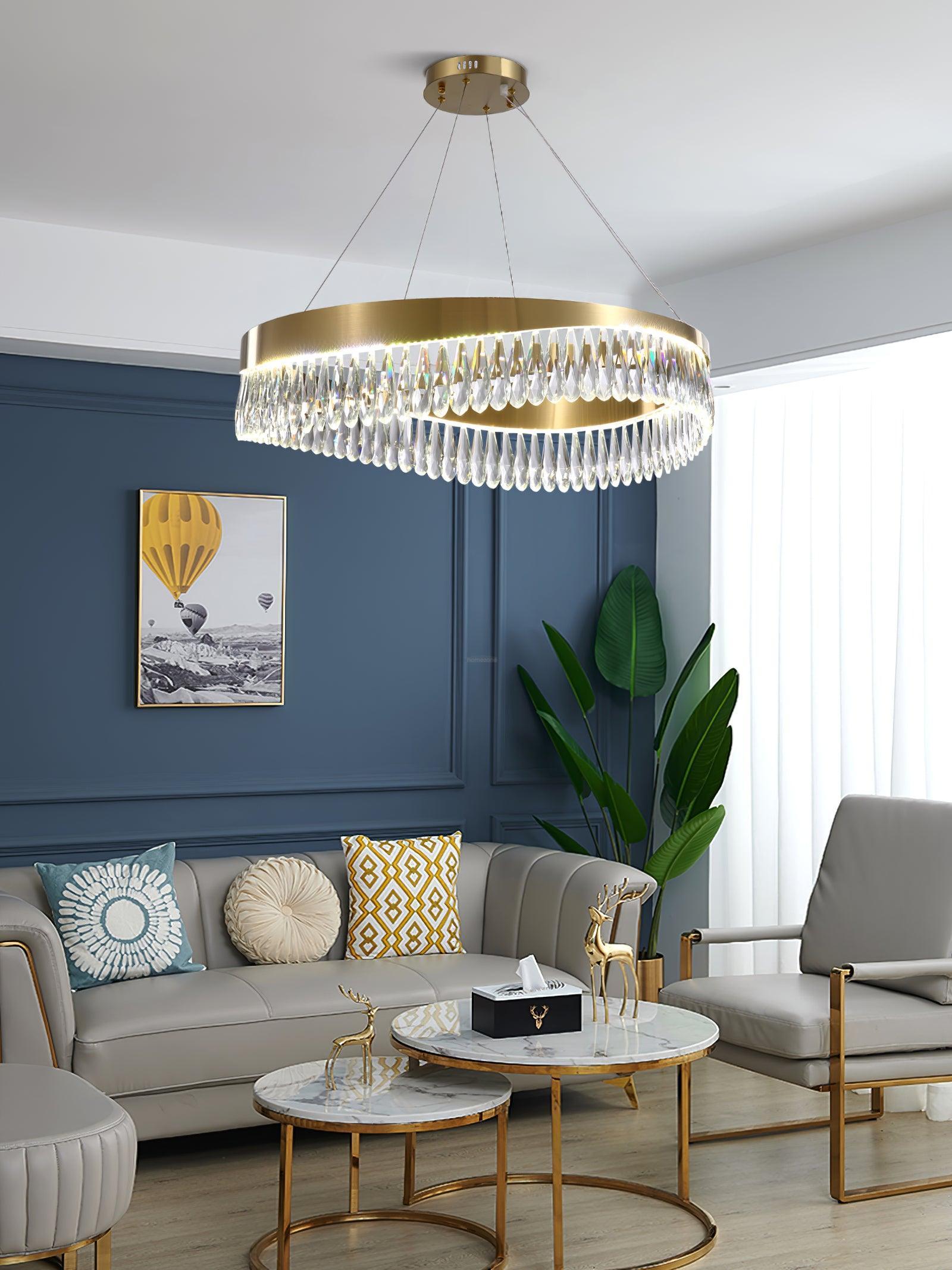 Crystal Sticks Round Chandelier-Sylvia Space