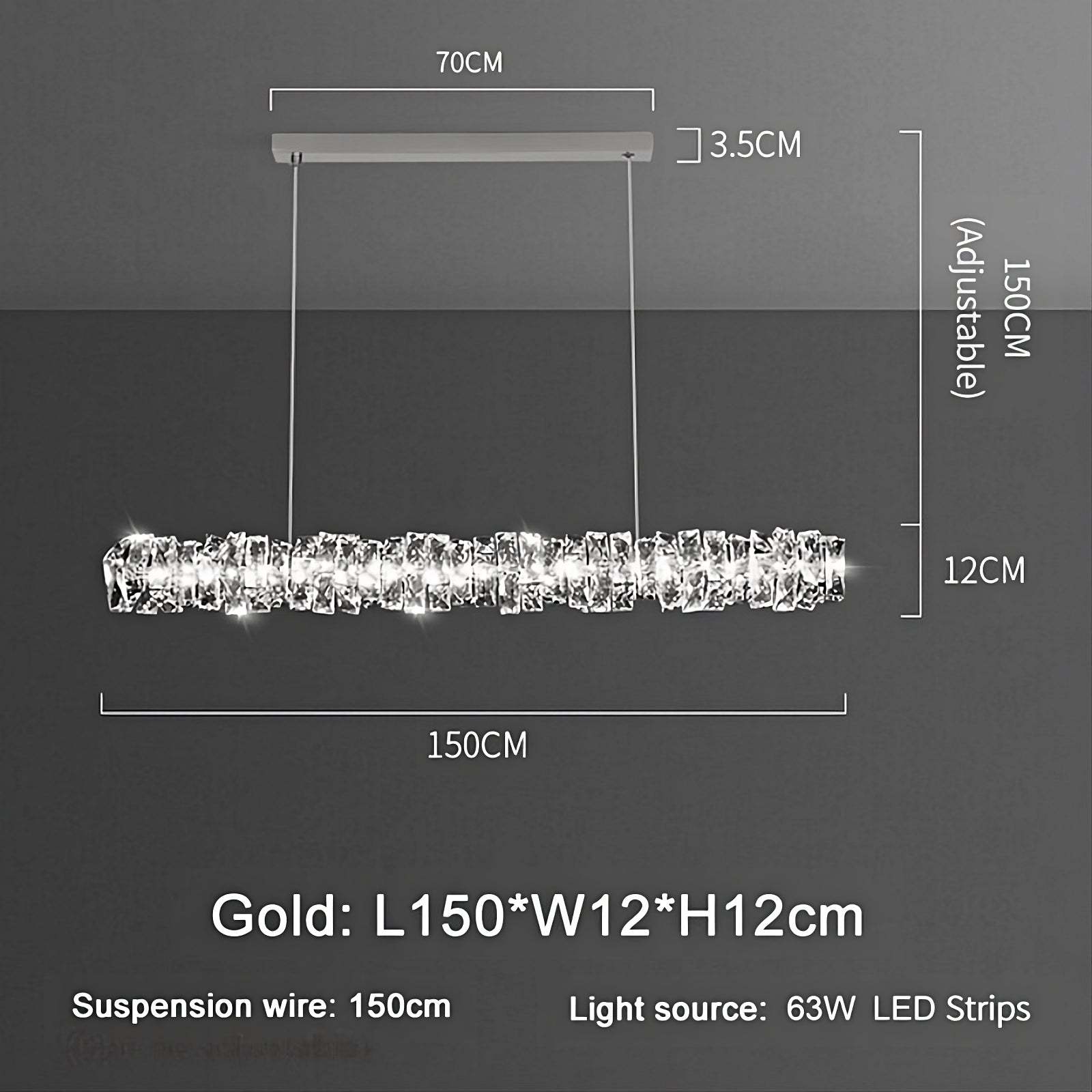 60" Bacci Modern Crystal Dining Room Chandelier-Sylvia Space
