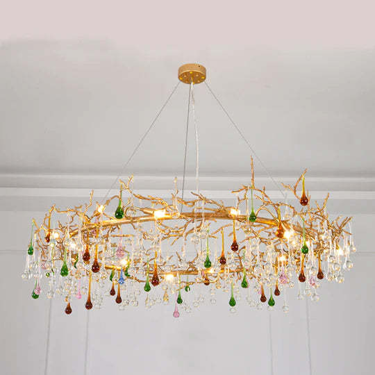 Lydia Colorful Crystal Raindrop Branch Chandelier for Dining Room-Sylvia Space
