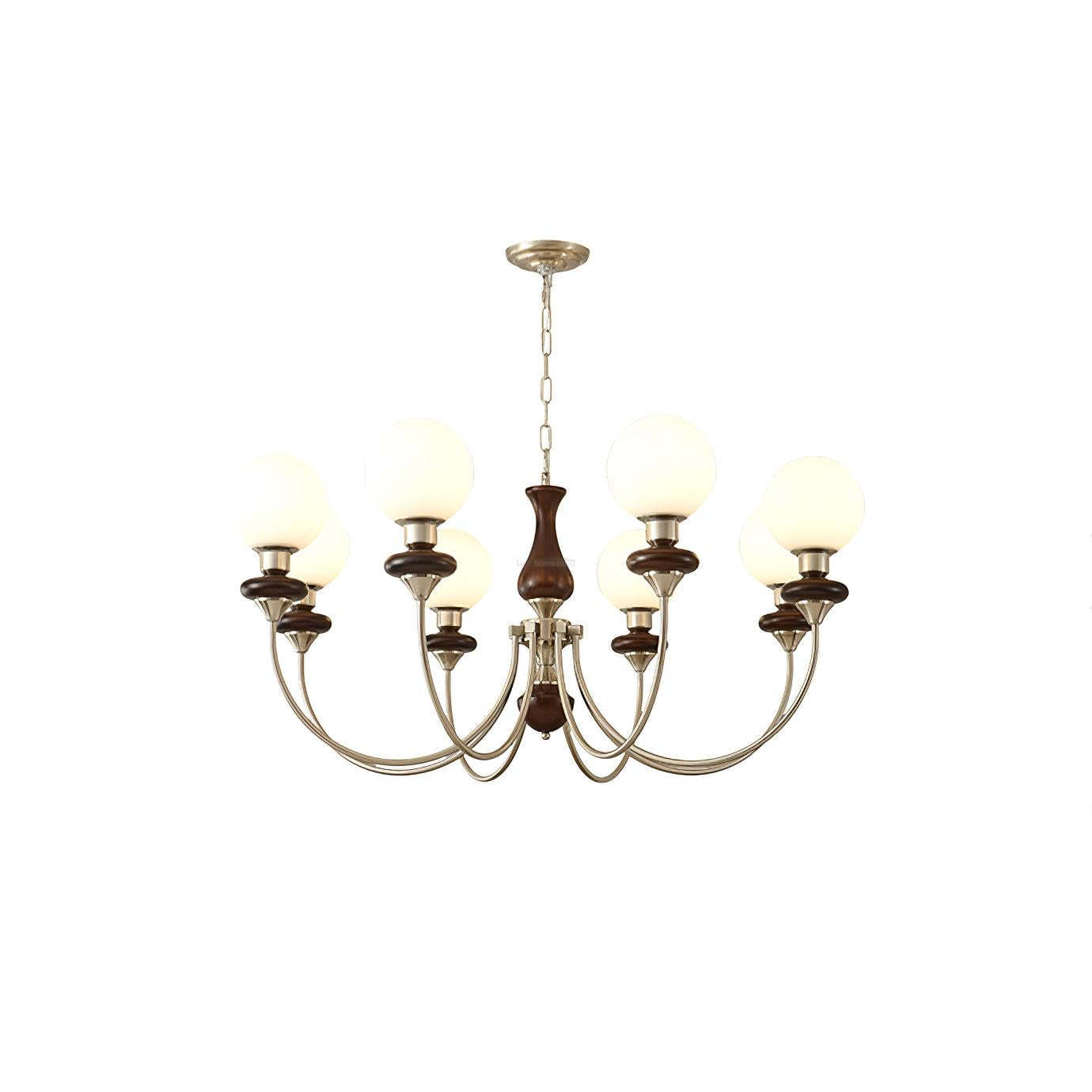 Walnut Brass Chandelier with 3/6/8 lamps-Sylvia Space