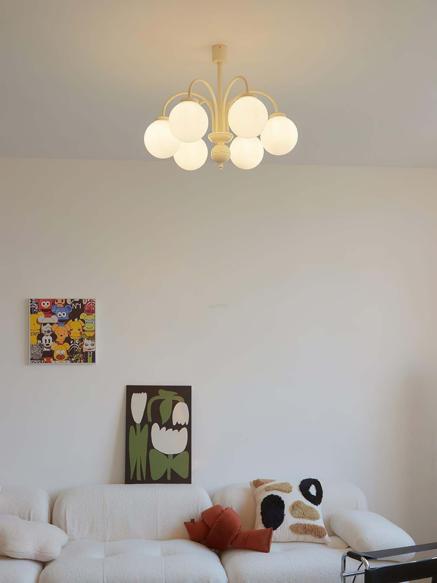Cream Glass Sphere Chandelier with 4/5/6 heads-Sylvia Space