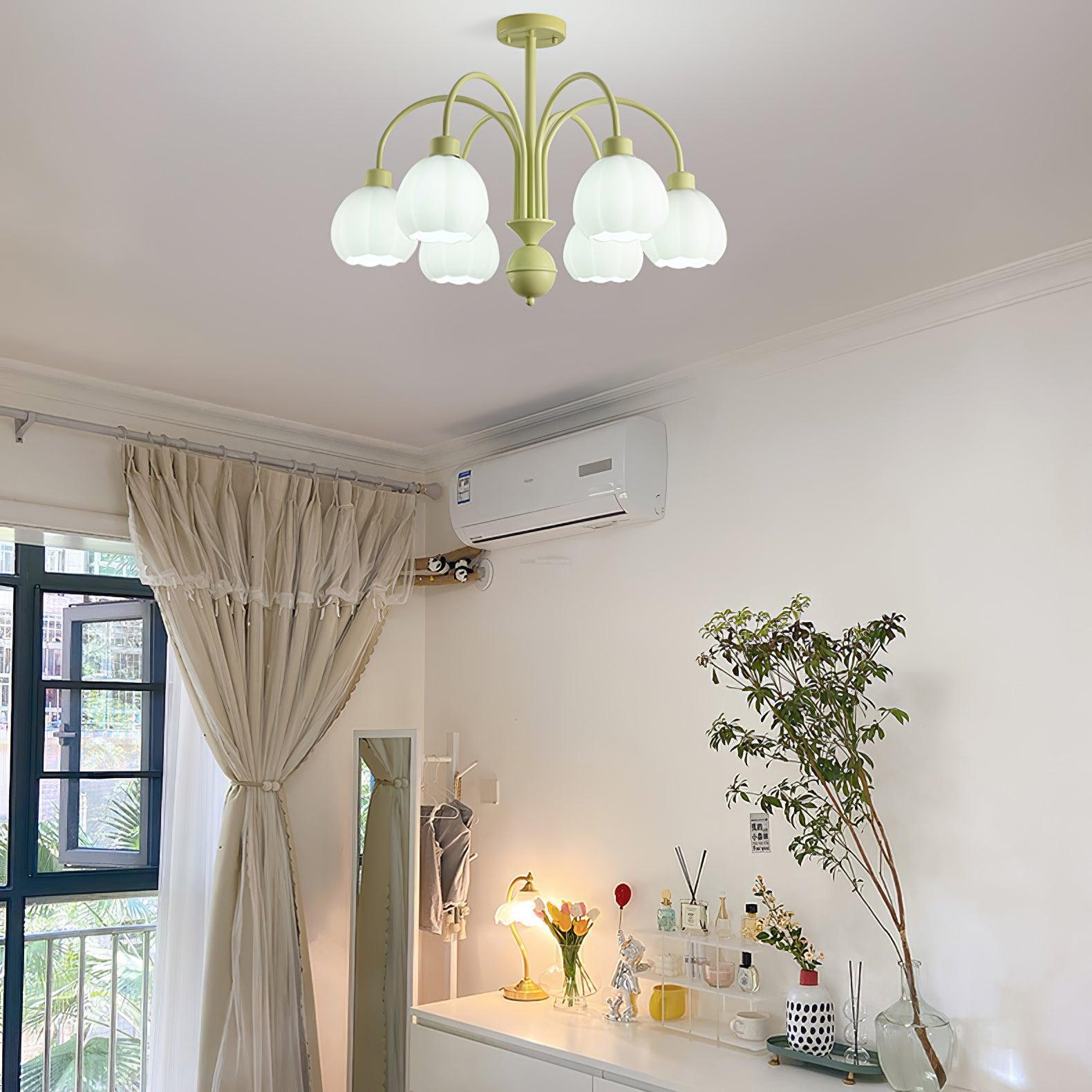 Cream Pumpkin Ball Chandelier with 4/5/6/8 heads-Sylvia Space