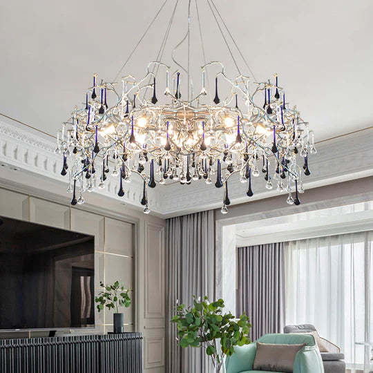Lydia Crystal Raindrop Branch Chandelier, Modern chandelier Living Room-Sylvia Space