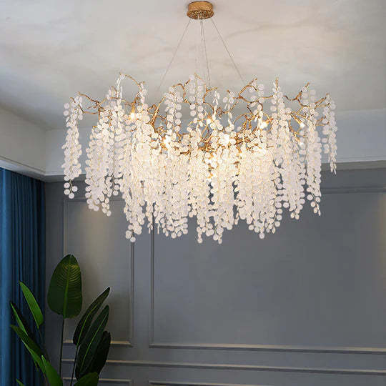Hedda Branch Crystal Dining Room Chandelier, Elegant Pendant Lighting-Sylvia Space
