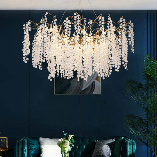 Hedda Branch Crystal Dining Room Chandelier, Elegant Pendant Lighting-Sylvia Space