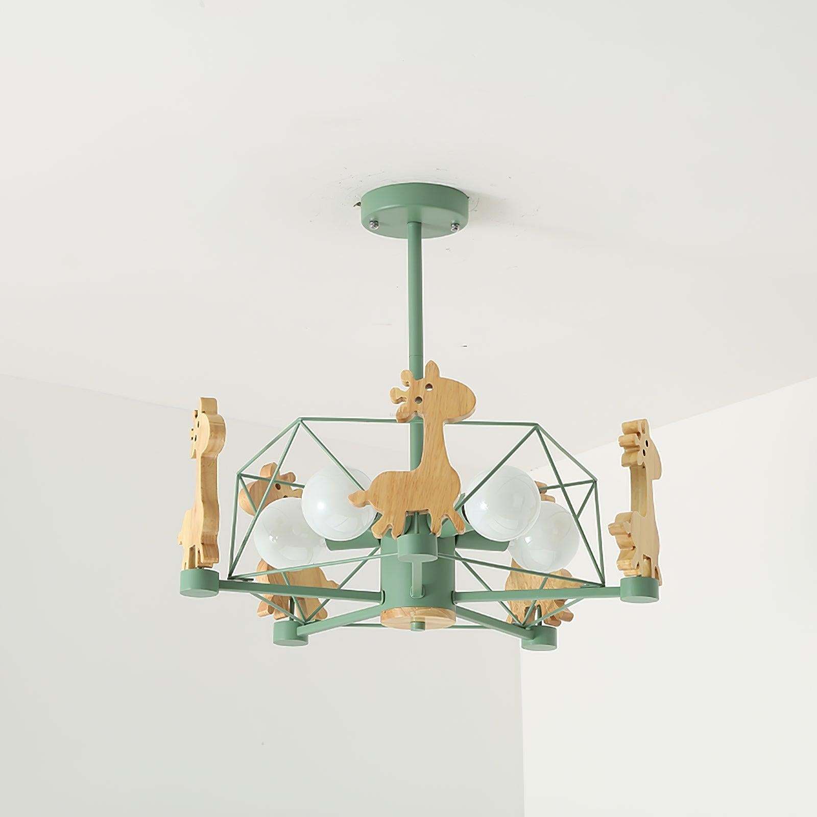 Lovely Deer Wooden Chandelier ∅ 20.8″-Sylvia Space