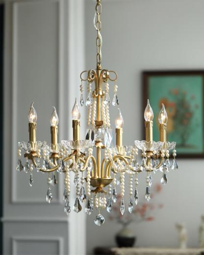 Crystal Pearl Candle Chandelier-Sylvia Space