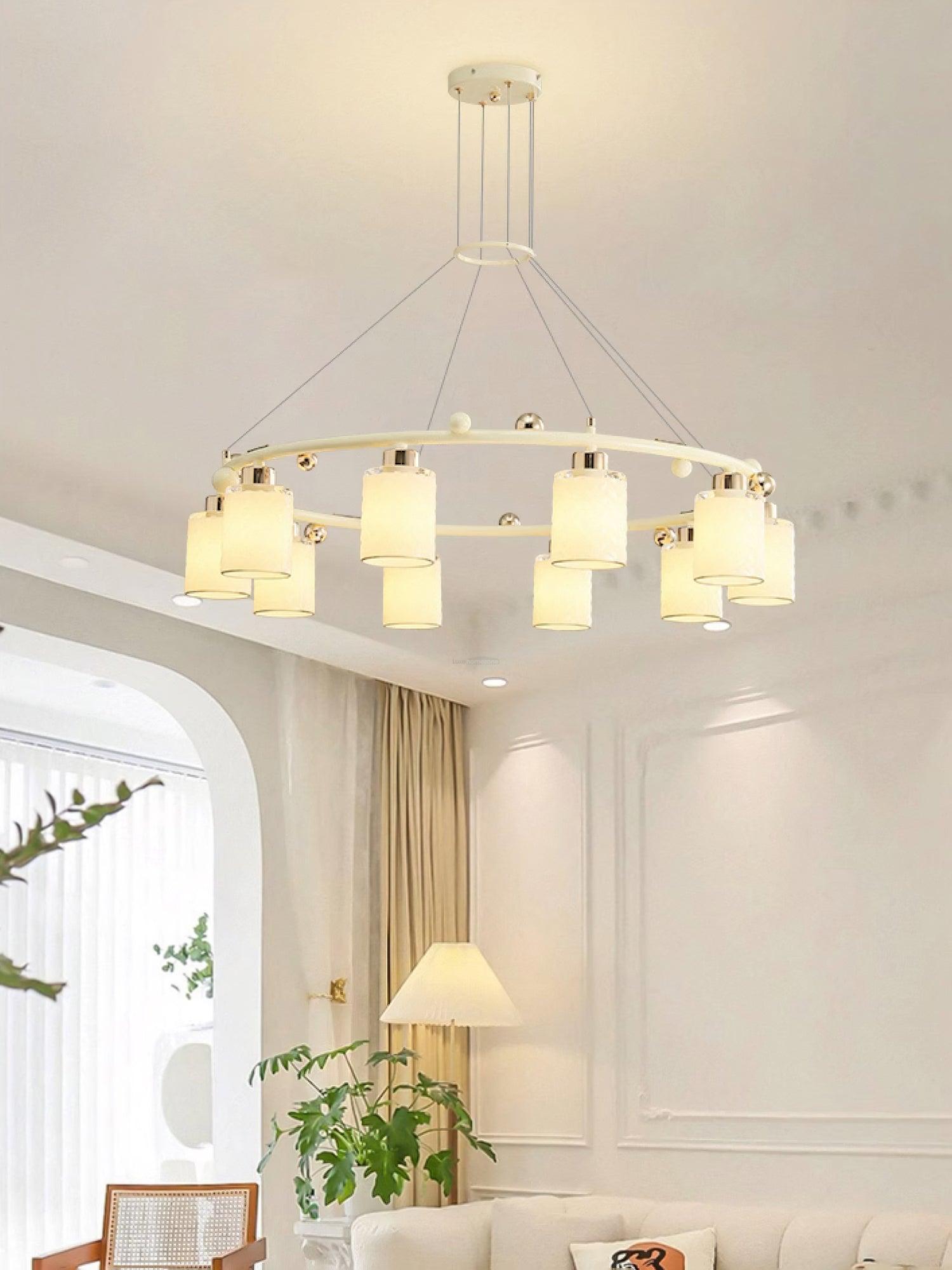 Round Glass Cup Chandelier-Sylvia Space