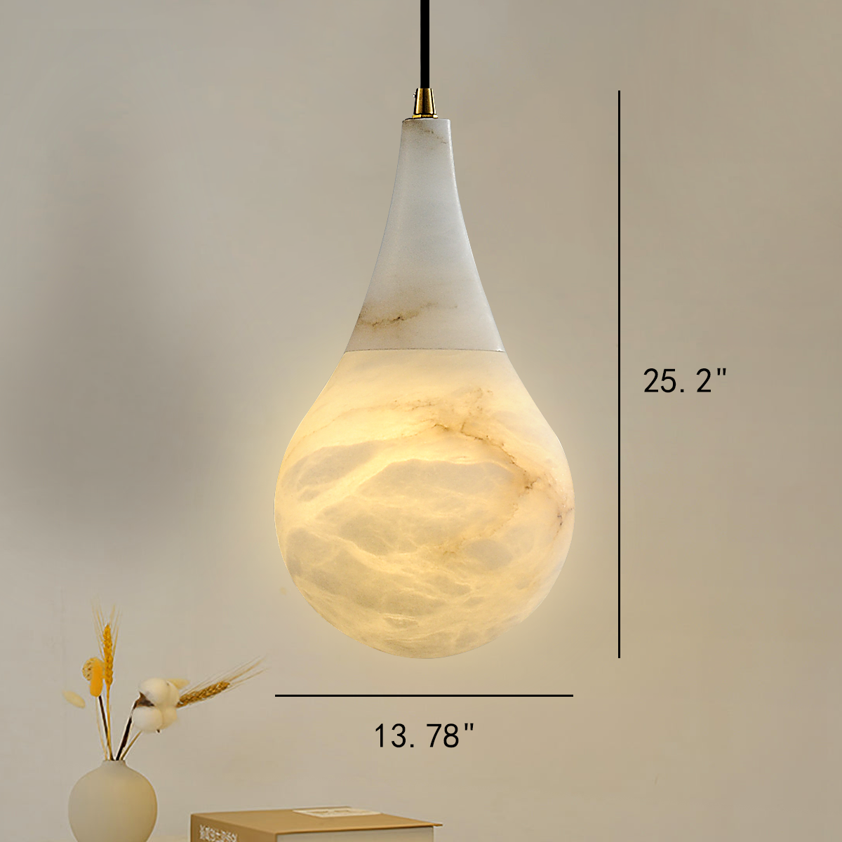 Loreley Teardrop Alabaster Pendant, Kitchen Island Pendant Lighting