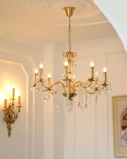 Crystal Pearl Candle Chandelier-Sylvia Space
