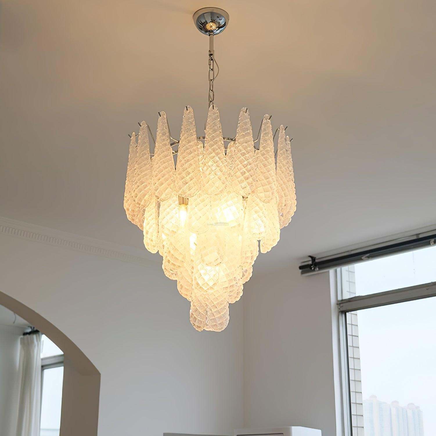 Grid Glass Style Waterfall Chandelier-Sylvia Space