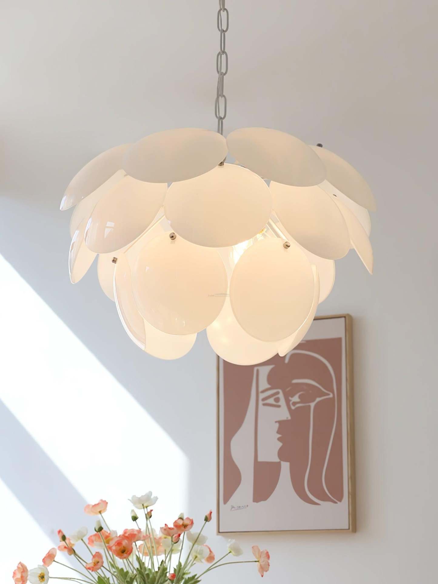 Luminous Petal Glass Round Chandelier-Sylvia Space