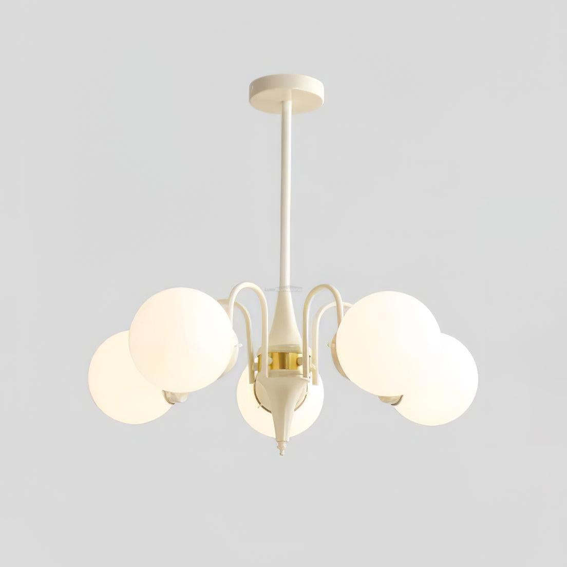Cream Glass Ball Chandelier ∅ 19.7″-Sylvia Space