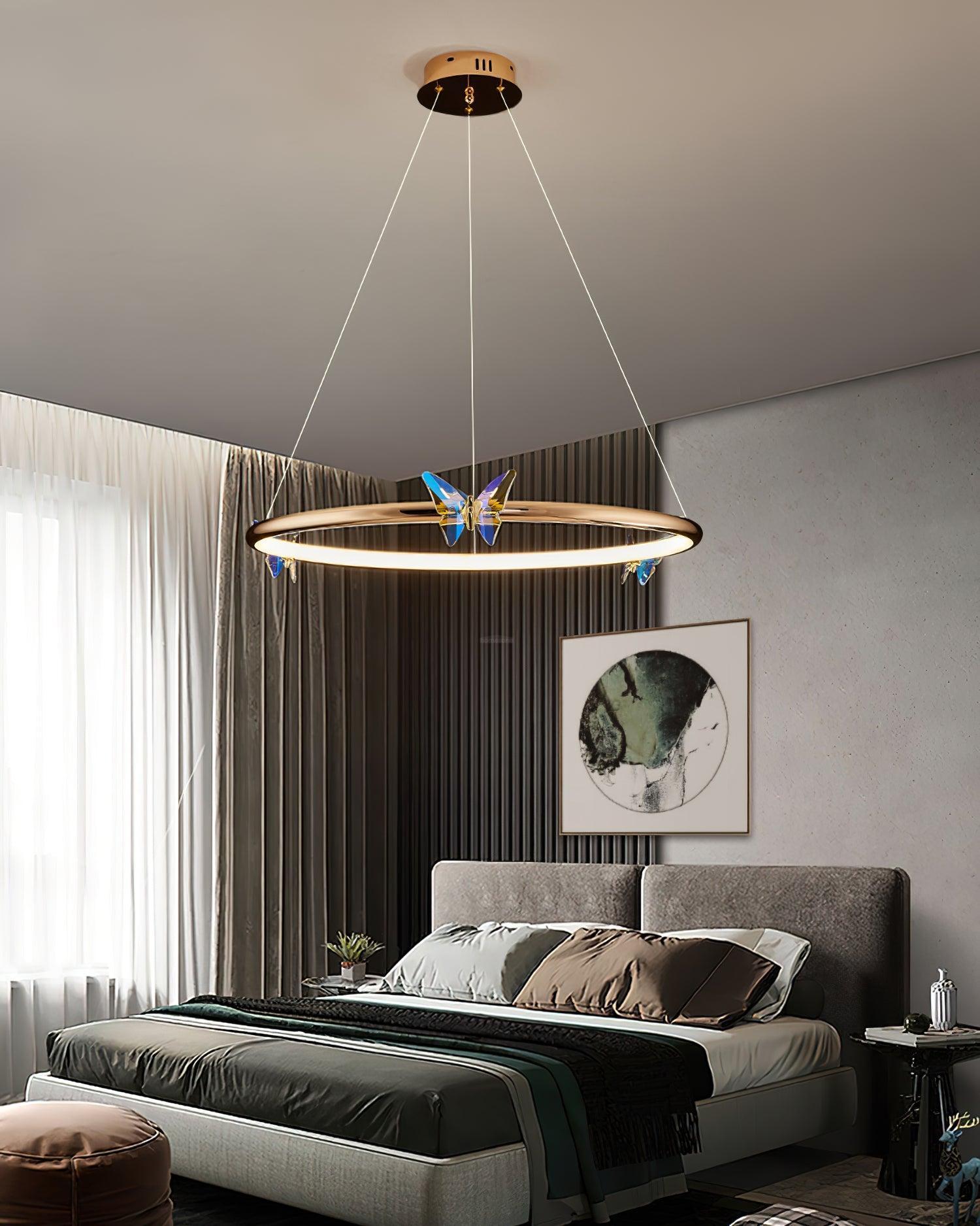 Blue Butterfly Round Chandelier-Sylvia Space