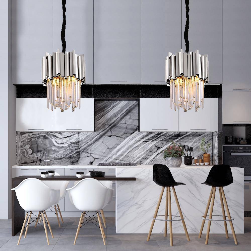 Gio 12" Crystal Chandelier, Chrome-Sylvia Space