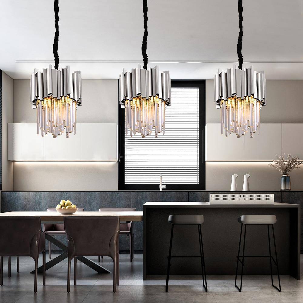 Gio 12" Crystal Chandelier, Chrome-Sylvia Space