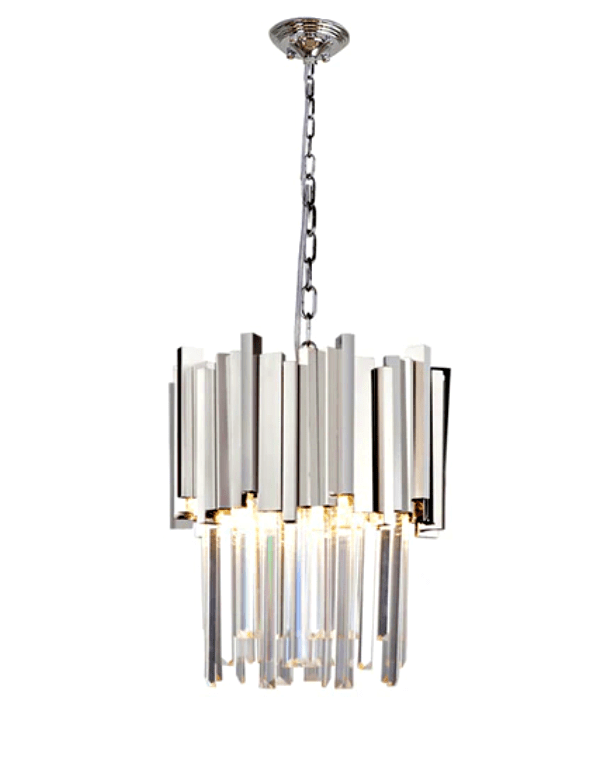 Gio 12" Crystal Chandelier, Chrome-Sylvia Space