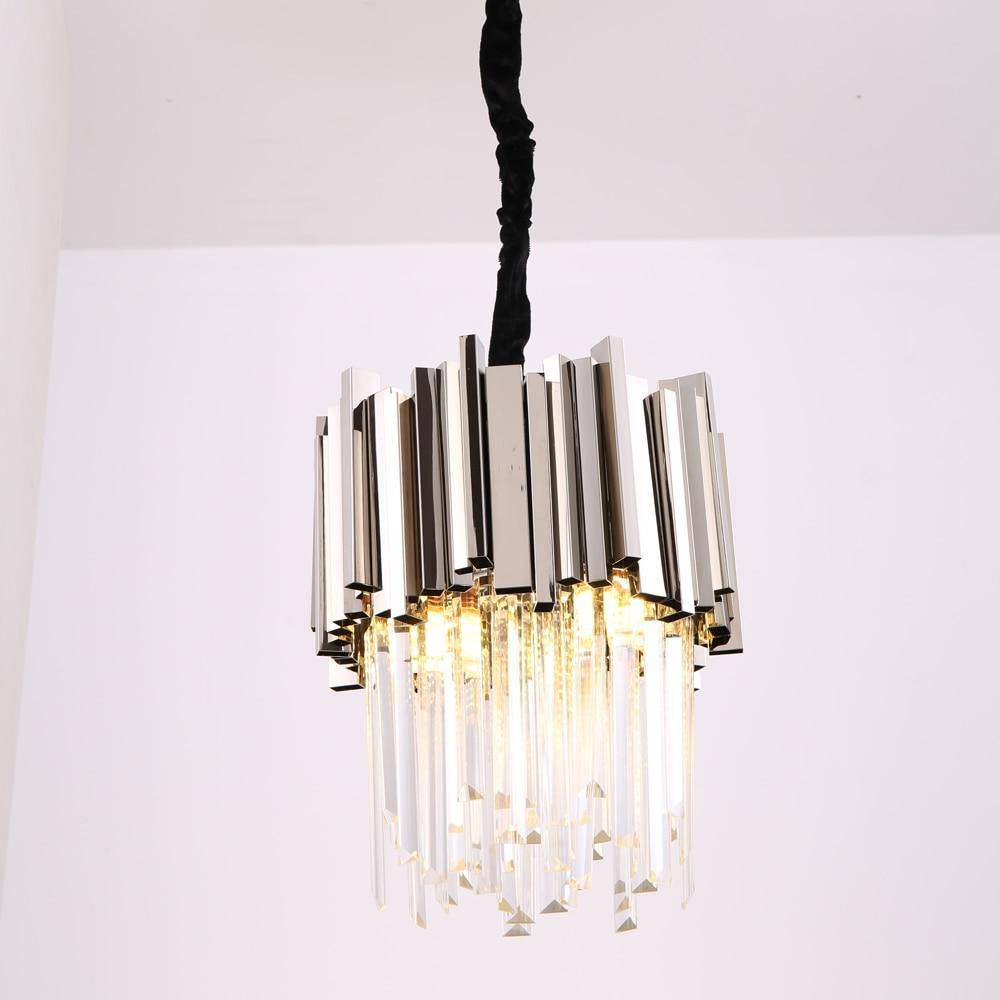 Gio 12" Crystal Chandelier, Chrome-Sylvia Space