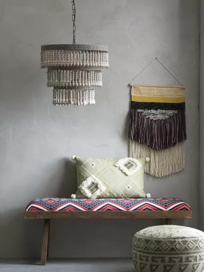 Three Tiered Wood Beaded Chandelier Φ 21.7″-Sylvia Space