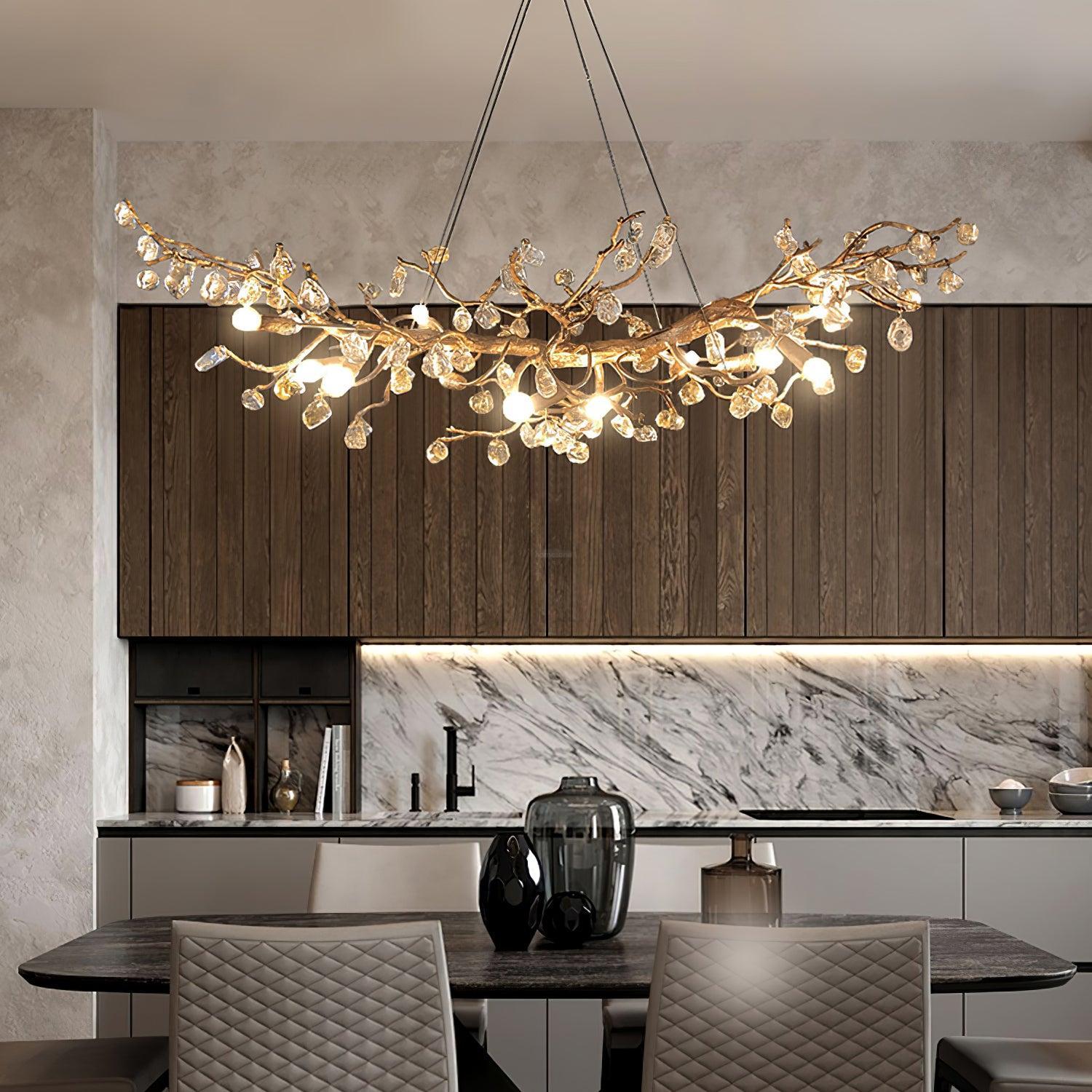 Stone Crystal Brass Chandelier  ∅ 5.1″-Sylvia Space