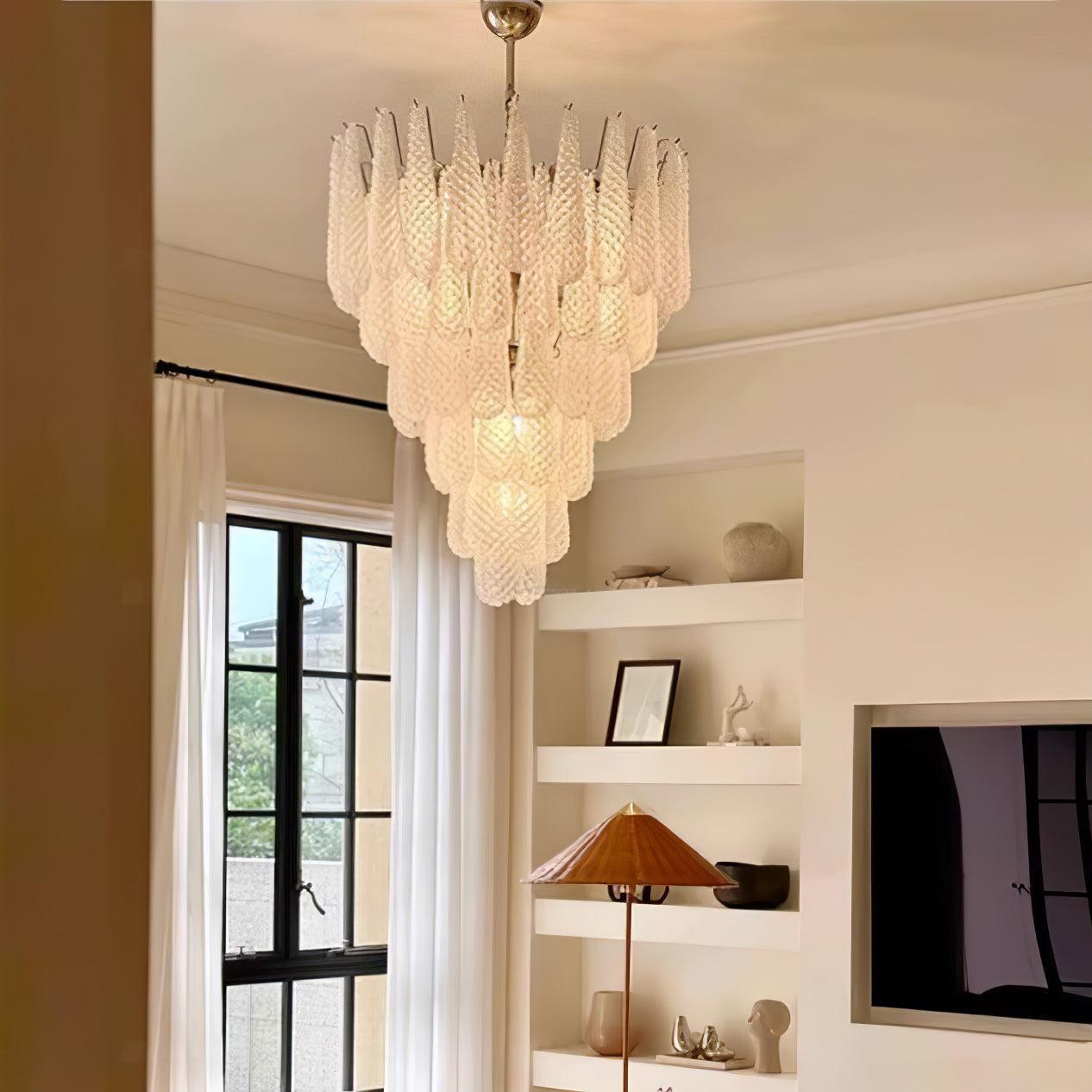 Grid Glass Style Waterfall Chandelier-Sylvia Space
