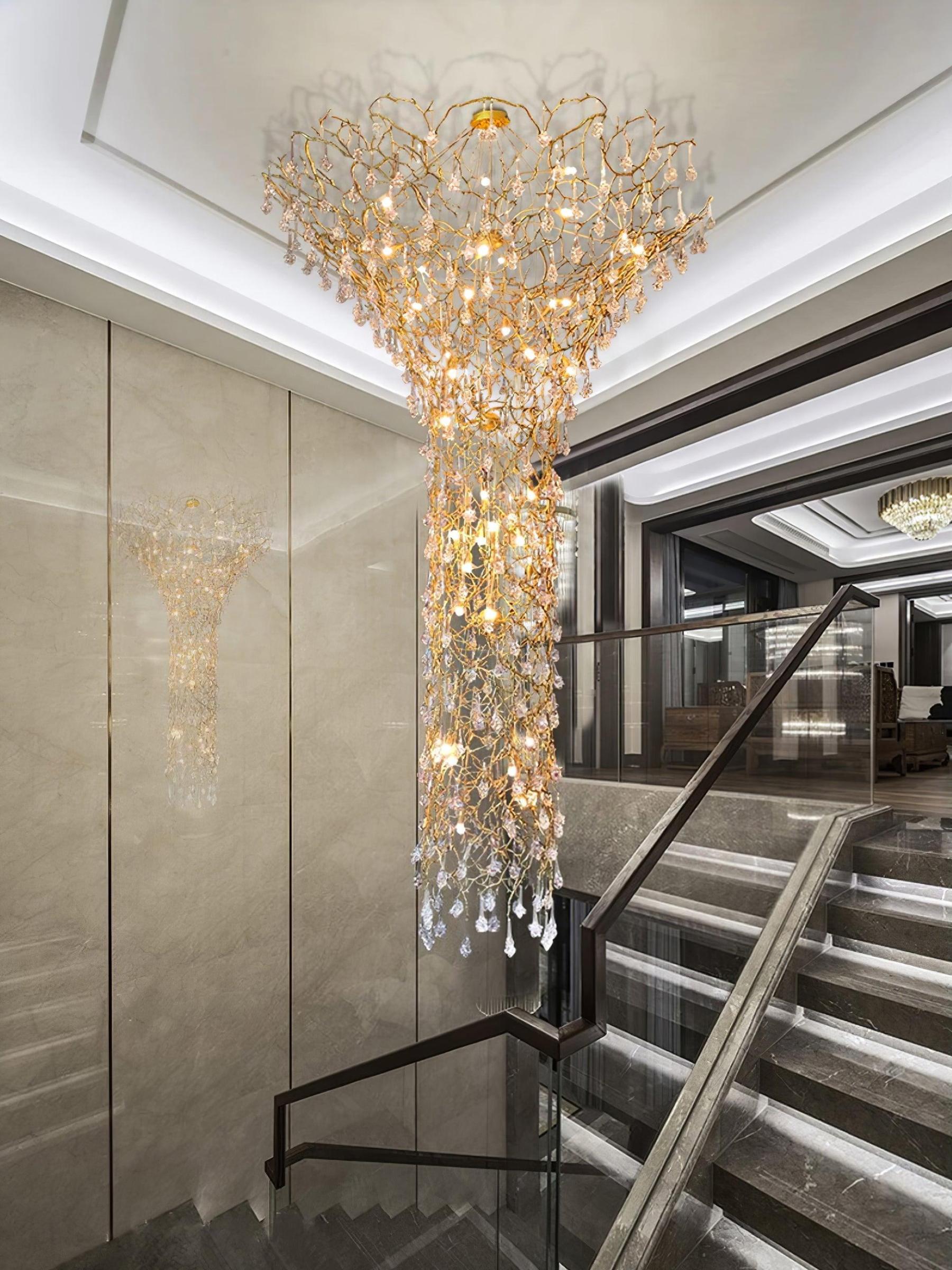 Tree Branch Staircase Chandelier ∅ 59″-Sylvia Space