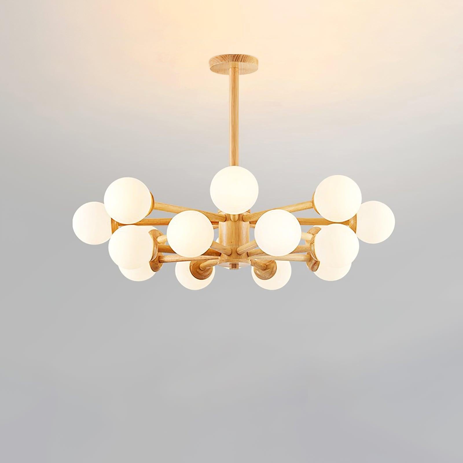 Kozan Wooden Chandelier with 6/8/10/12 heads-Sylvia Space
