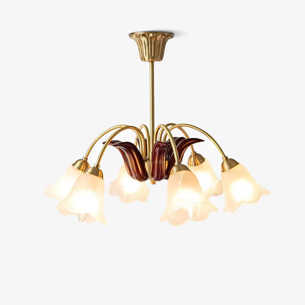 Brass Pastoral Flower Chandelier with 6/8/10 heads-Sylvia Space