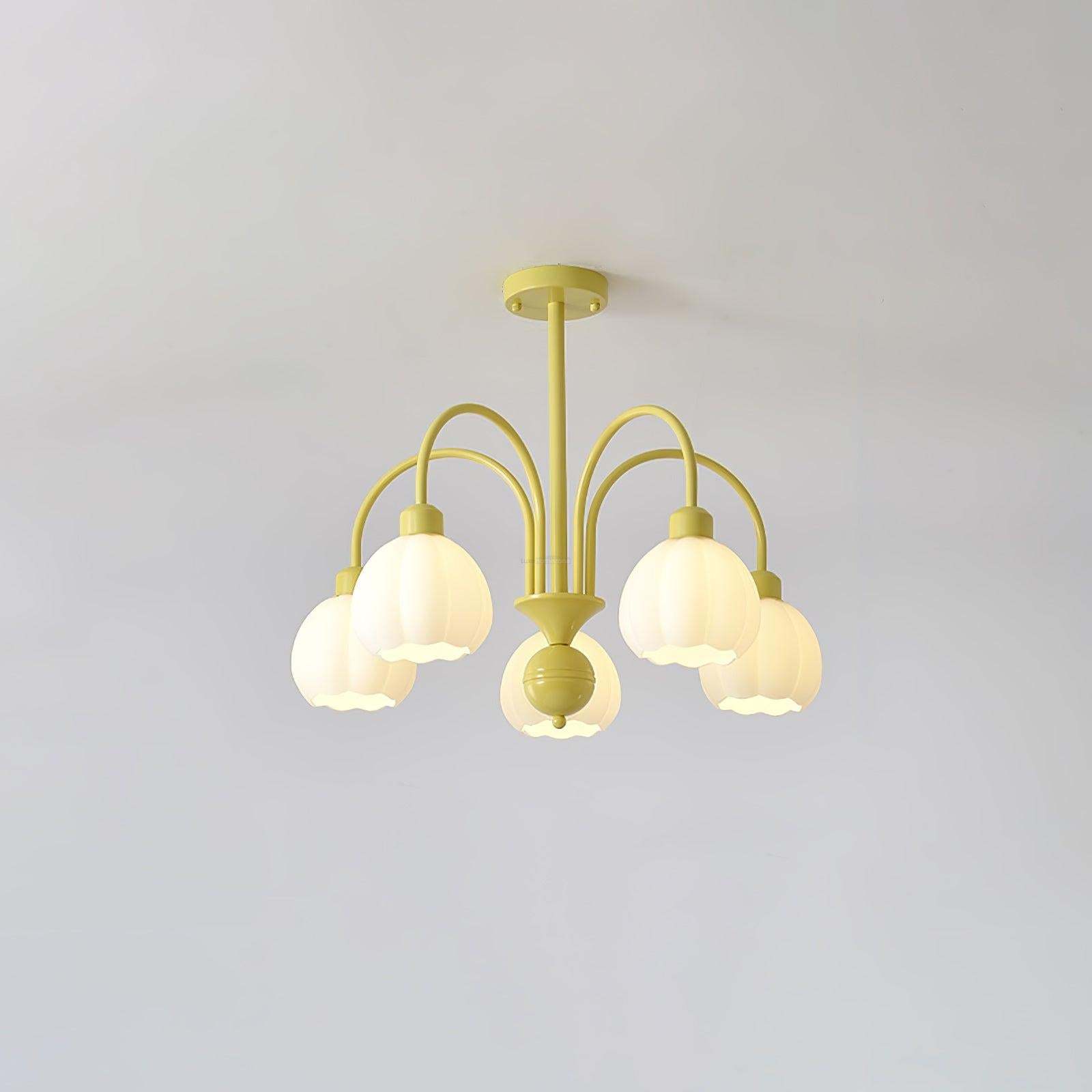 Cream Pumpkin Ball Chandelier with 4/5/6/8 heads-Sylvia Space