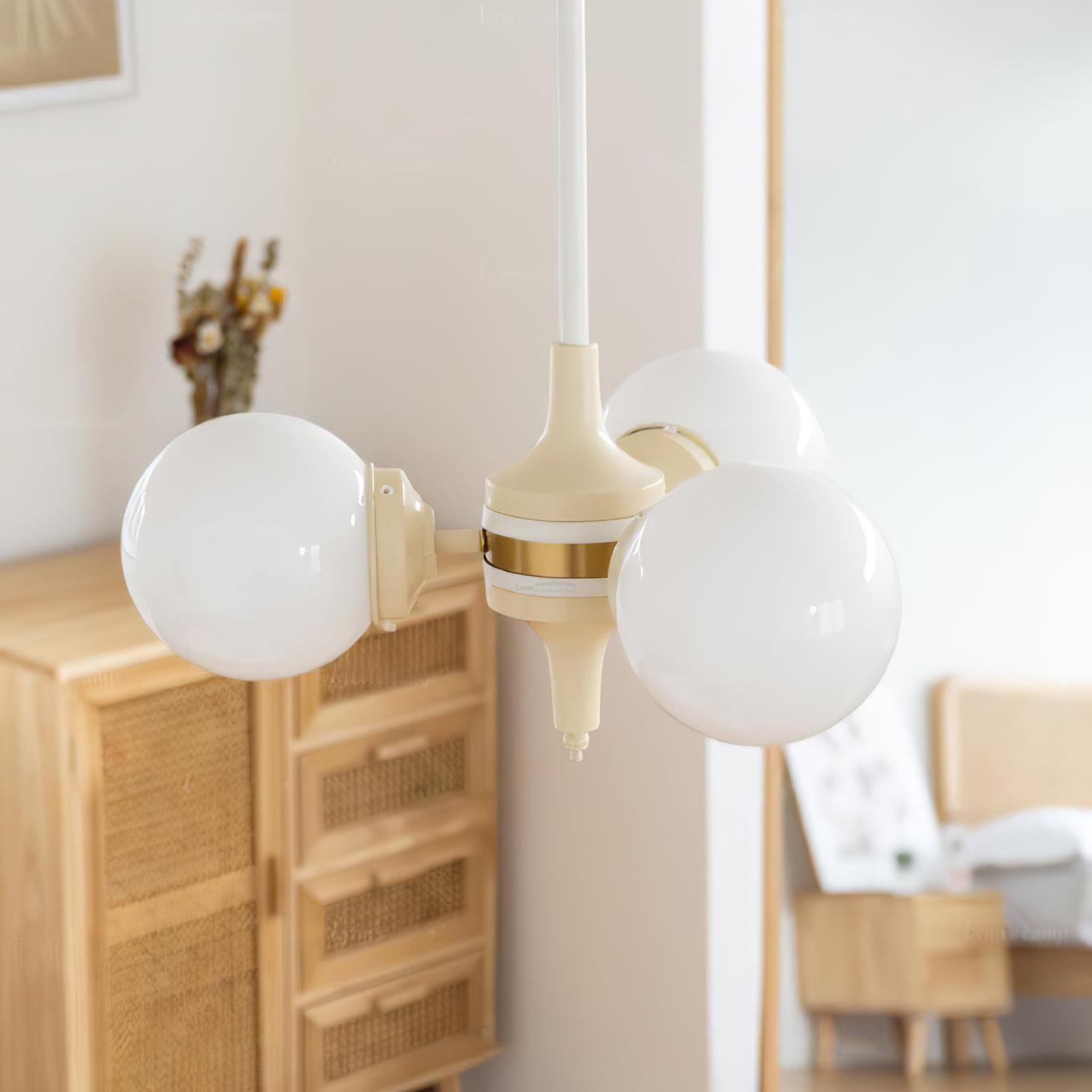 Cream Glass Ball Chandelier ∅ 19.7″-Sylvia Space