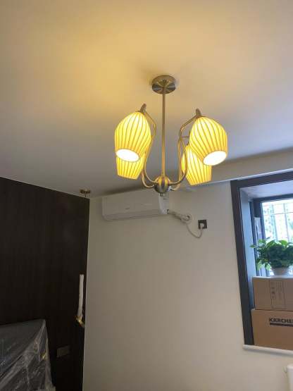 Ceramic Ribbed Chandelier with 4/6/8 heads-Sylvia Space