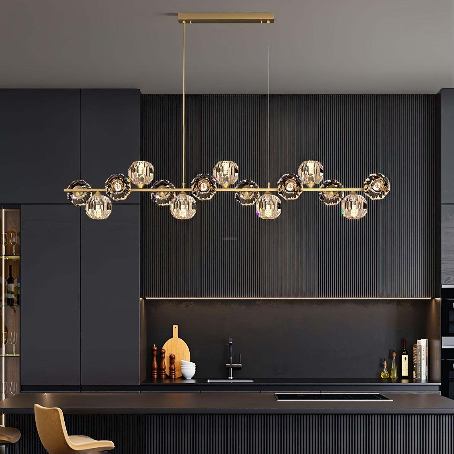 Crystal Glass Ball Chandelier with 7/9/11/13/15/17 heads-Sylvia Space