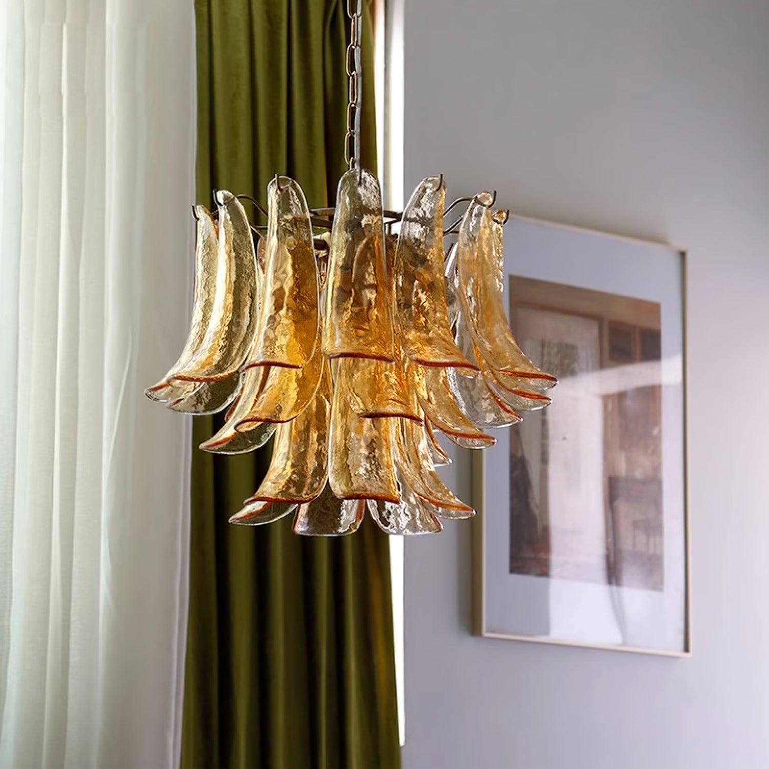 Glass Leaf Cascade Chandelier with 3/4 layer-Sylvia Space